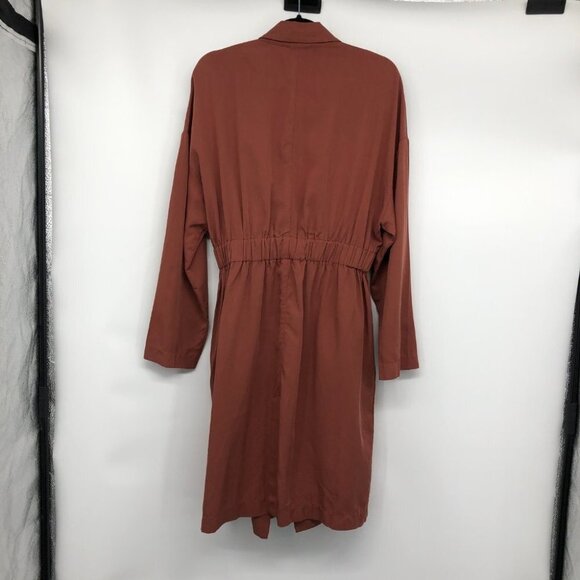 Astr The Label Lightweight Trench Coat Rust Red Tencel cardigan jacket/duster M - Picture 4 of 16